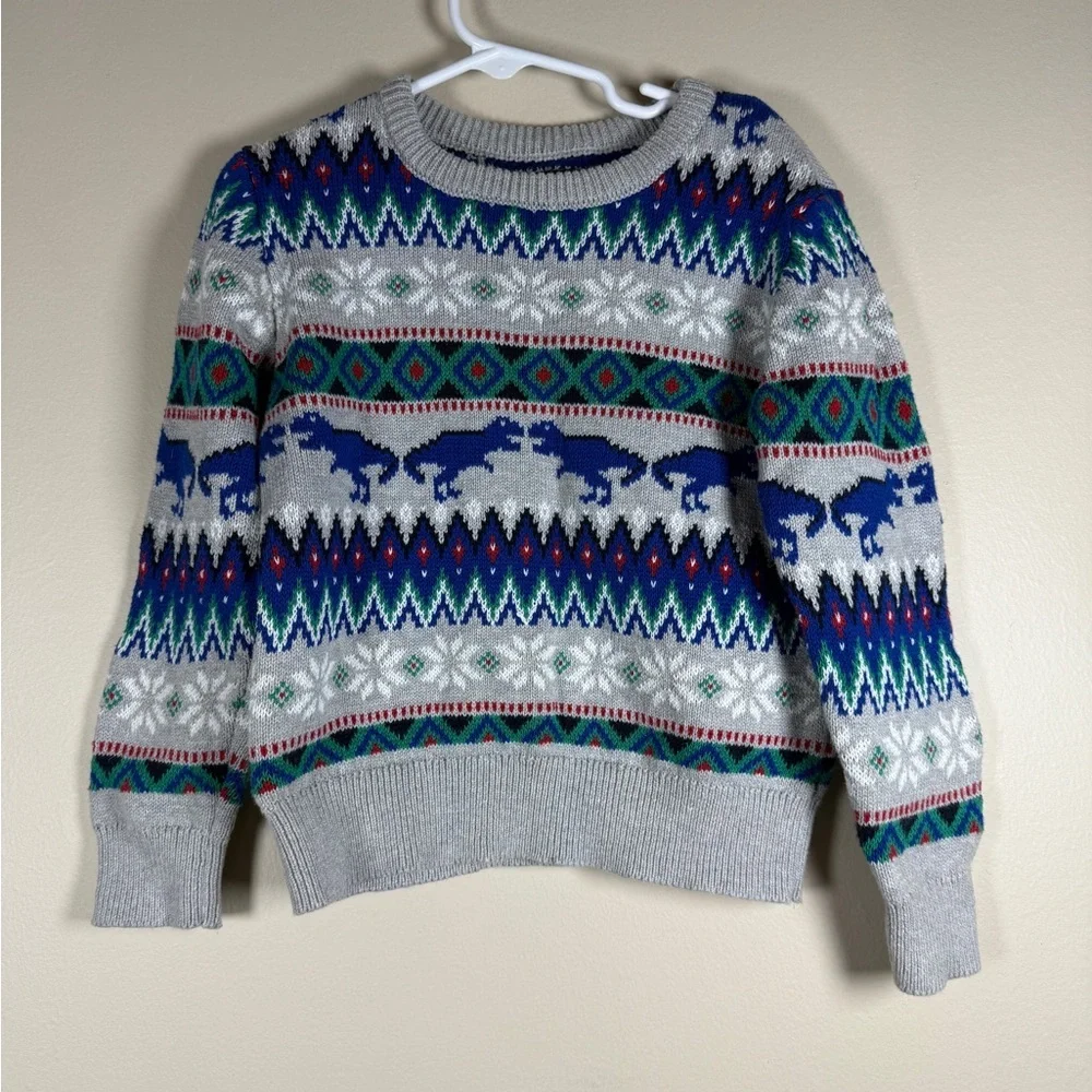 Oshkosh B’gosh Fair Isle Winter Dinosaur Sweater Size 4T